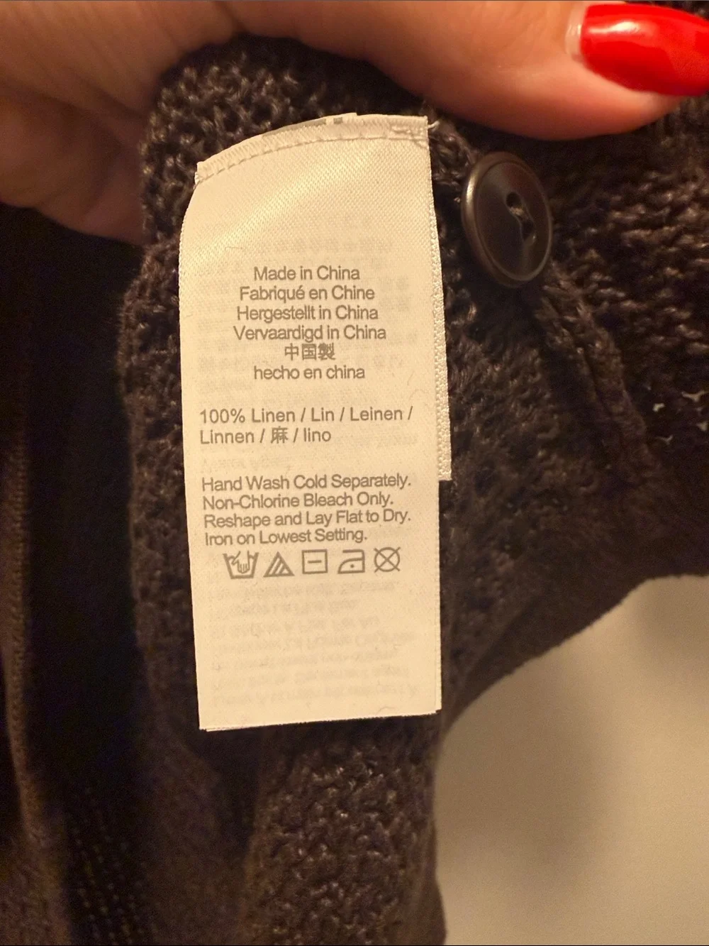 J.Crew Men’s Brown Textured 100% Linen Knit Polo Sweater